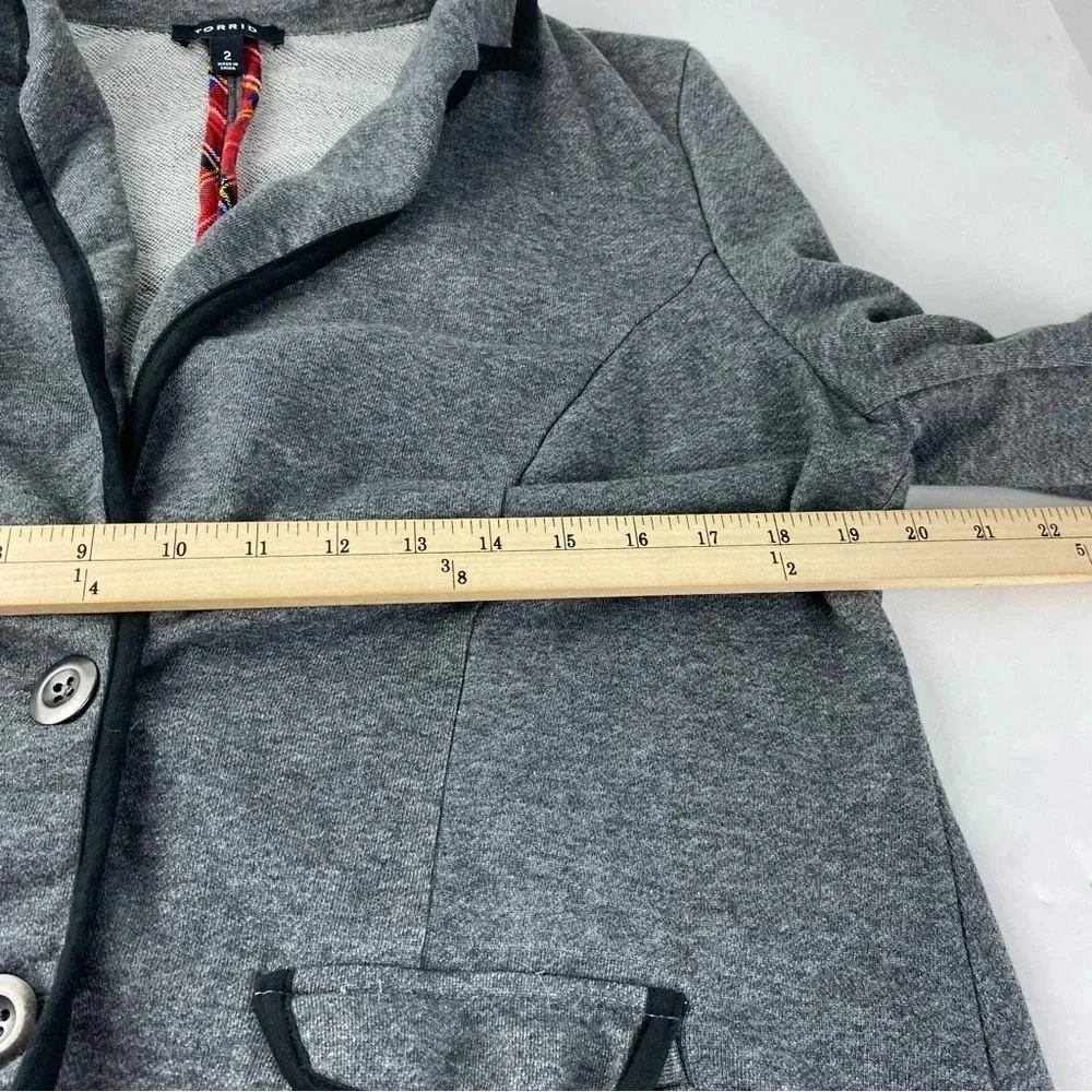 Torrid 2X Gray Black Trim Blazer Jacket Pockets Very Soft